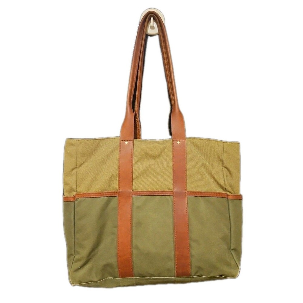 Sword & Plough Green Canvas And Leather Signature Tote Bag, Made In USA - Picture 3 of 11